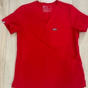 FIGS POP RED CATARINA ONE POCKET SCRUB TOP SIZE SMALL! LQQK!